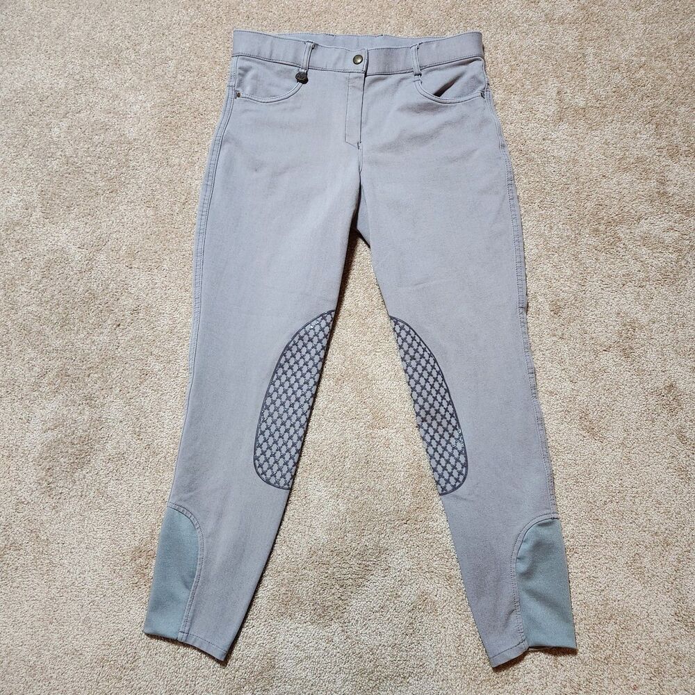 Ovation Women 30 Gray Silicone Grip Knee Patch Riding Breeches Pants Equestrian